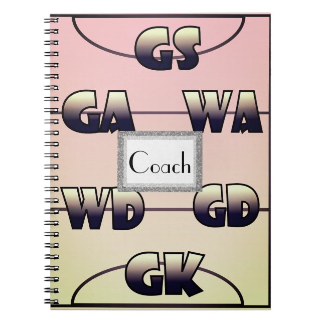 Netball Player Positions Personalised Spiral Notebook (Front)