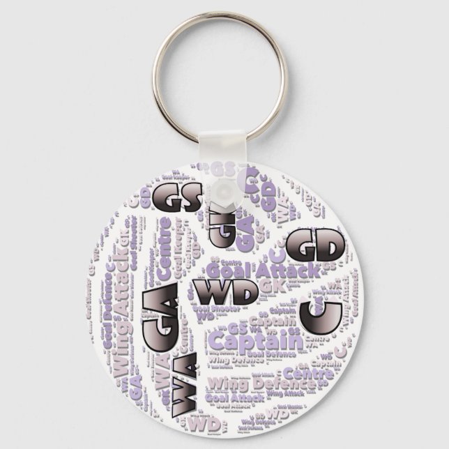 Netball Positions Ball Design Key Ring (Front)