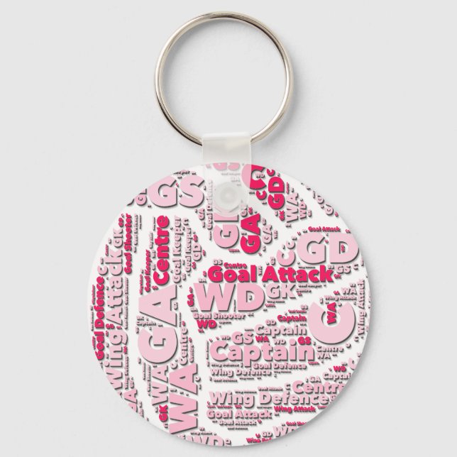 Netball Positions Ball Themed Gift Key Ring (Front)