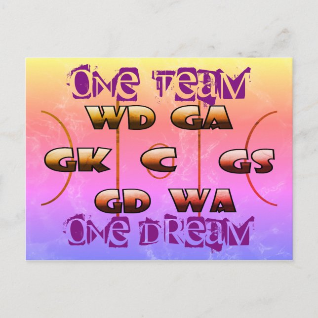 Netball Positions Inspirational Slogan Postcard (Front)