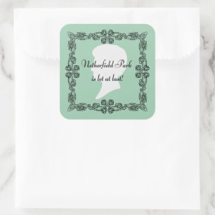 Netherfield Park is let at last! Jane Austen Green Square Sticker