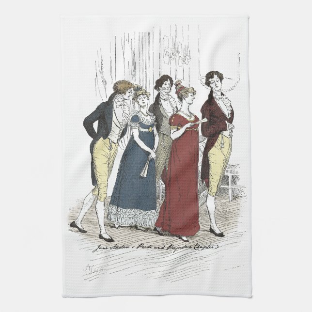 Netherfield Party Arrives - Pride & Prejudice Tea Towel (Vertical)