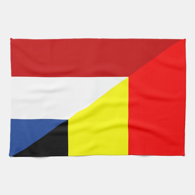 netherland belgium flag half country flag tea towel (Horizontal)