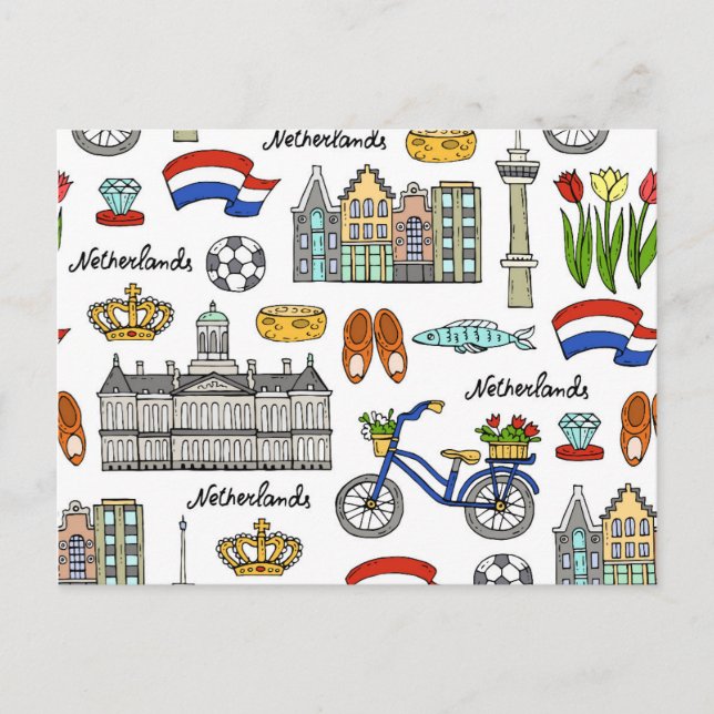 Netherland Doodle Pattern Postcard (Front)
