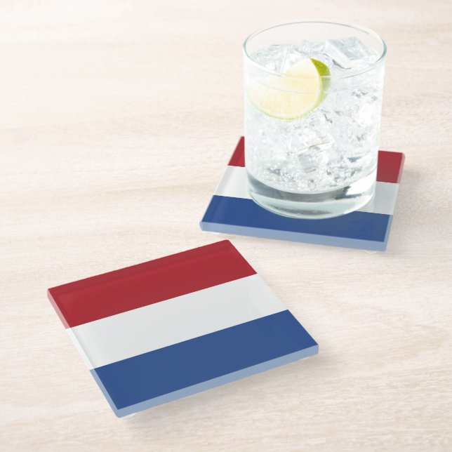 Netherland flag glass coaster (Angled)