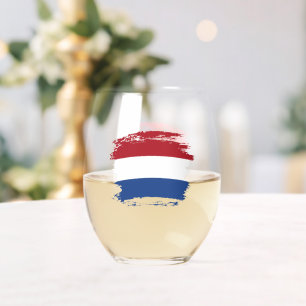 Netherland flag stemless wine glass