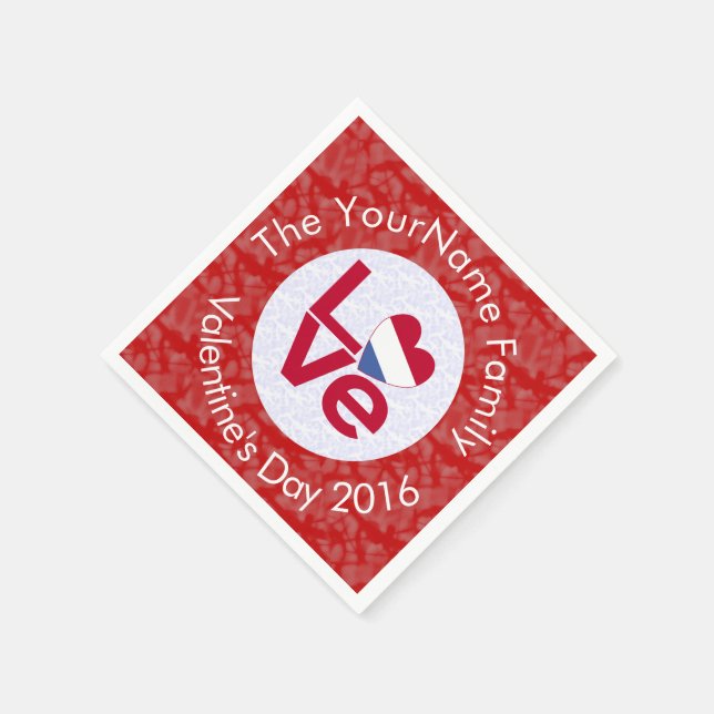 Netherlander Red LOVE Flag Personalised  Napkin (Corner)