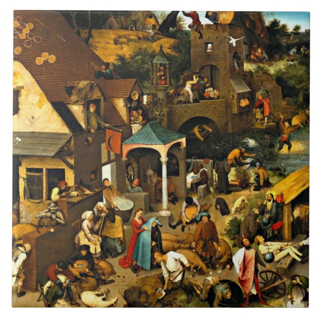 Netherlandish Proverbs, by Pieter Bruegel, Tile (Front)