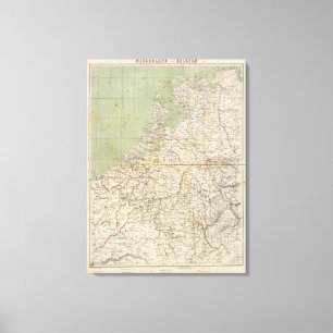 Netherlands and Belgium Atlas Map Canvas Print