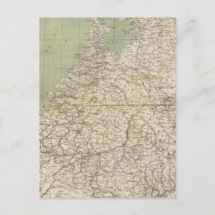 Netherlands and Belgium Atlas Map Postcard