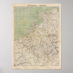 Netherlands and Belgium Atlas Map Poster