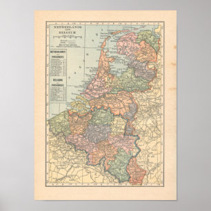 Netherlands Belgium Vintage 1923 Map Print
