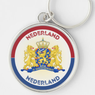 Netherlands Coat of Arms Circle Shape  Key Ring
