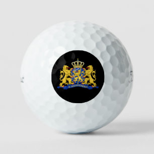 Netherlands Coat of Arms on Black tpv1 gbcnt Golf Balls