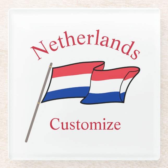 Netherlands Country Flag Thunder_Cove Glass Coaster (Front)