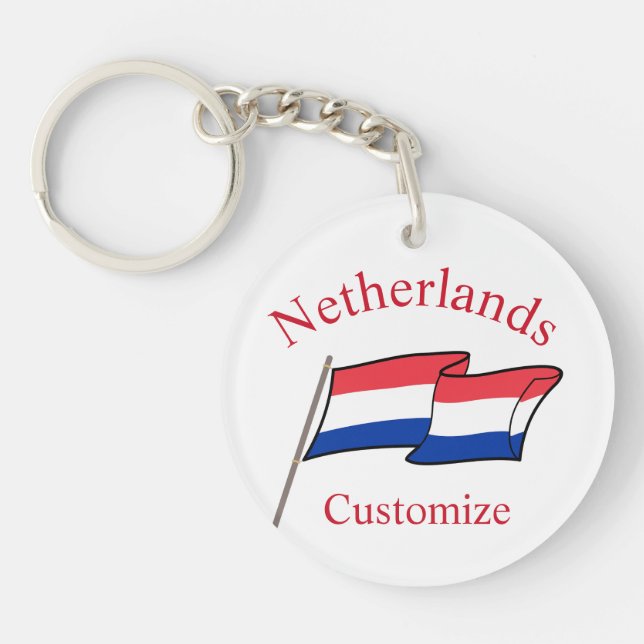 Netherlands Country Flag Thunder_Cove Key Ring (Front)
