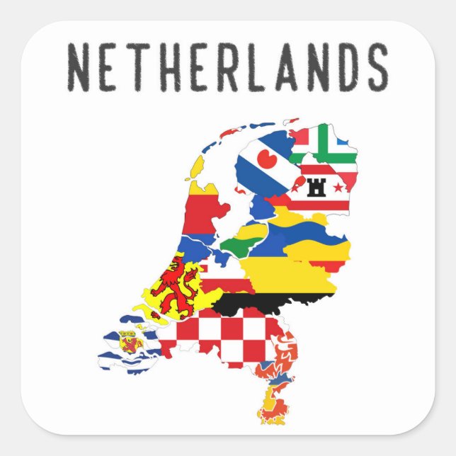 Netherlands country regions province flag map symb square sticker (Front)
