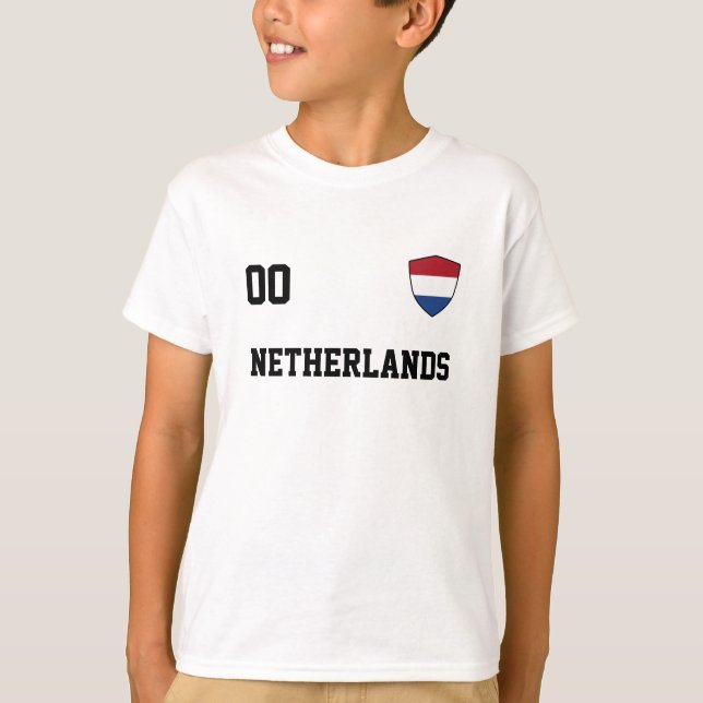 Netherlands Custom Name And Number Football Jersey T-Shirt (Front)