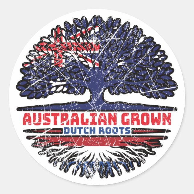 Netherlands Dutch Australian Australia Tree Roots Classic Round Sticker (Front)