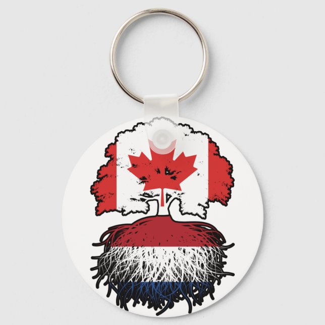 Netherlands Dutch Canadian Canada Tree Roots Flag Key Ring (Front)