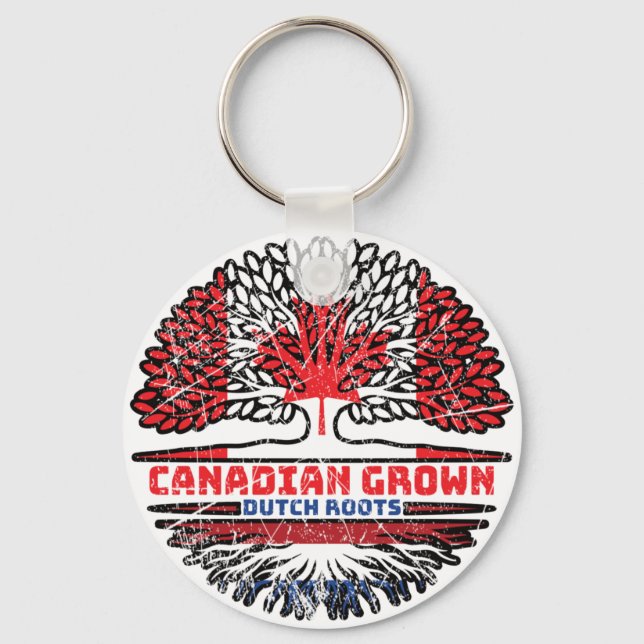 Netherlands Dutch Canadian Canada Tree Roots Flag Key Ring (Front)