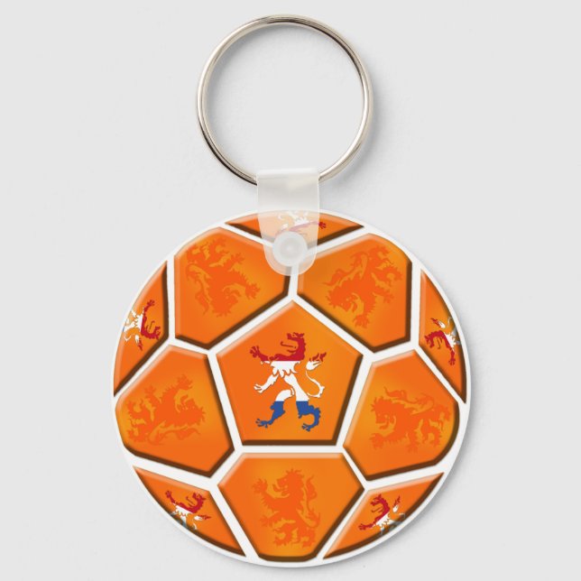 Netherlands Dutch flag Soccer ball gifts Key Ring (Front)