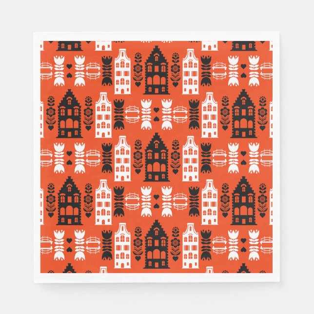 Netherlands Dutch Folk Art Print Napkin (Front)