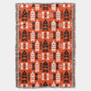 Netherlands Dutch Folk Art Print Throw Blanket