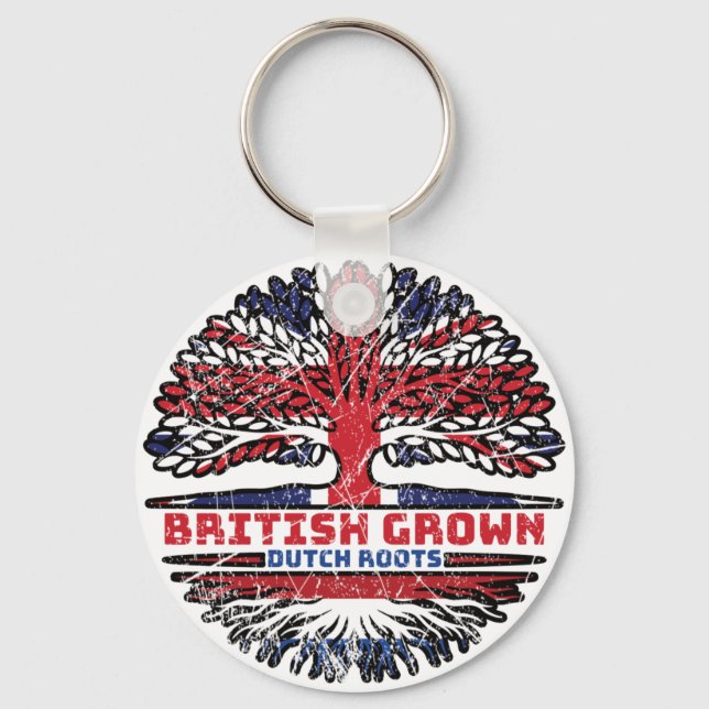Netherlands Dutch Uk United Kingdom British Tree Key Ring (Front)