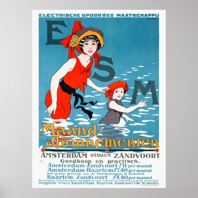 Netherlands ESM Amsterdam Haarlem Vintage Poster (Front)