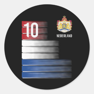 Netherlands Flag 10 Dutch Orange Soccer Men Women  Classic Round Sticker