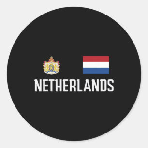 Netherlands Flag Footbyll Soccer Fan Men Women Kid Classic Round Sticker