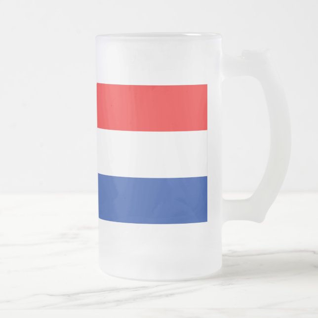 Netherlands Flag Frosted Glass Beer Mug (Right)