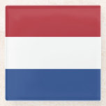 Netherlands Flag Glass Coaster<br><div class="desc">Patriotic flag of Netherlands.</div>