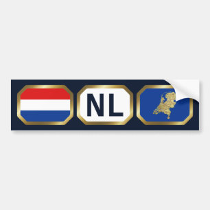 Netherlands Flag Map Code Bumper Sticker