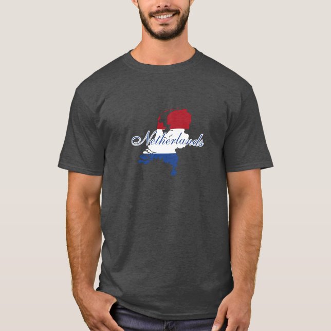 Netherlands Flag Map Souvenir Modern  T-Shirt (Front)