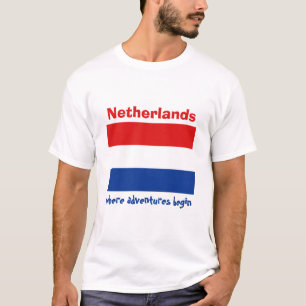 Netherlands Flag + Map + Text T-Shirt