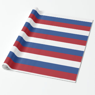 Netherlands flag: Red White Blue Stripes Wrapping Paper
