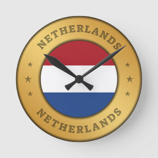 Netherlands Flag Round Clock