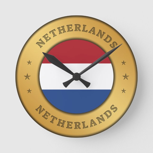 Netherlands Flag Round Clock (Front)
