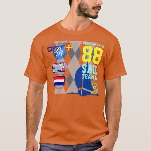 Netherlands Flag Sail Number 88 Nautical Argyle T-Shirt