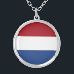 Netherlands Flag Silver Plated Necklace<br><div class="desc">Patriotic flag of Netherlands.</div>