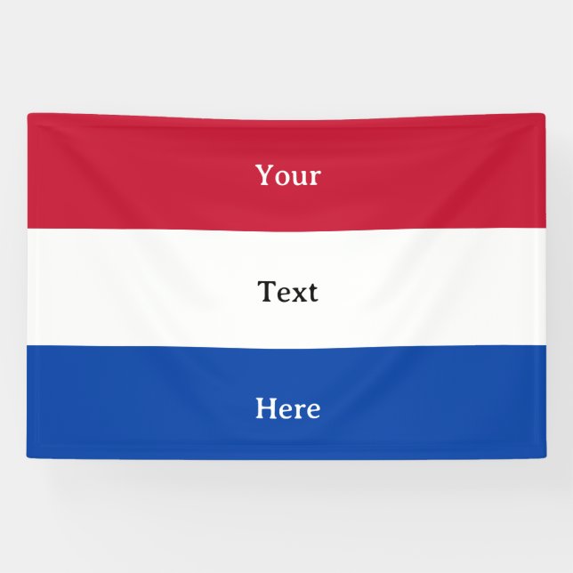 Netherlands Flag with Custom Text Banner (Horizontal)