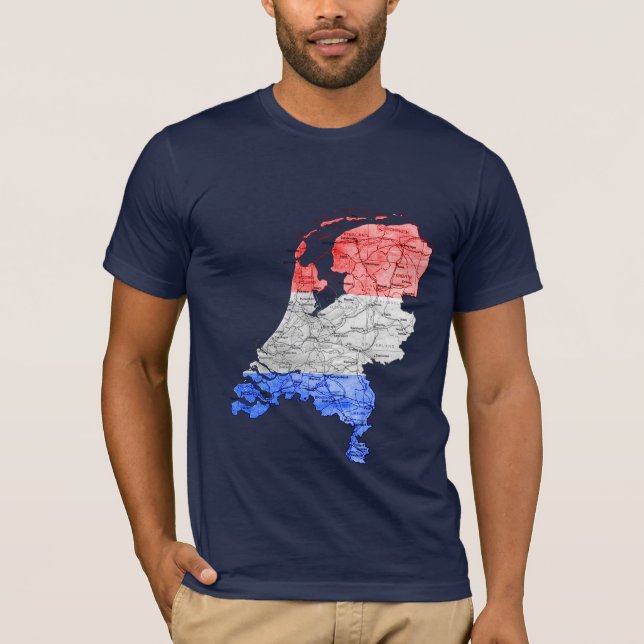 Netherlands Flagcolor Map T-Shirt (Front)