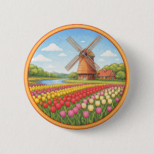 Netherlands' Flowers Fields 6 Cm Round Badge