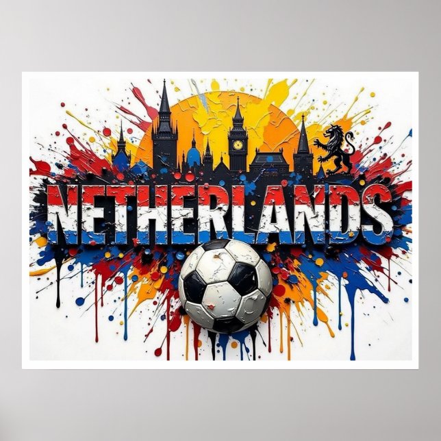 Netherlands Football Citiscape Oil Painting Style  Poster (Front)