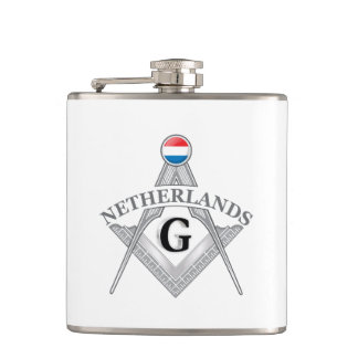 Netherlands freemasonry sign hip flask