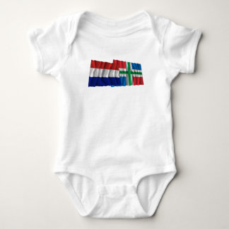 Netherlands & Groningen Waving Flags Baby Bodysuit