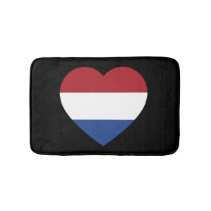 Netherlands Heartflag on Black bmcn Bath Mat