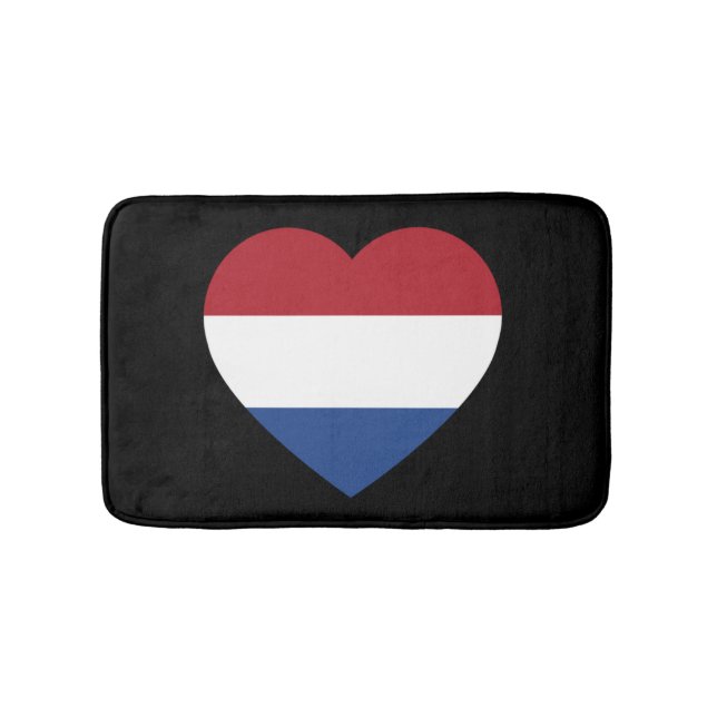 Netherlands Heartflag on Black bmcnt Bath Mat (Front)